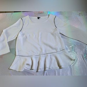 ANN TAYLOR blouse, white ruffled bottom, size S